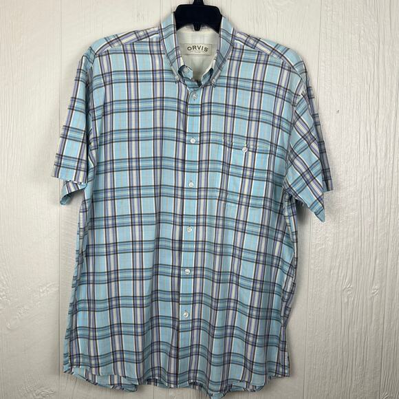 Orvis shirt men’s XL short sleeve button-down blue Armpit to armpit: 27” - Picture 8 of 8